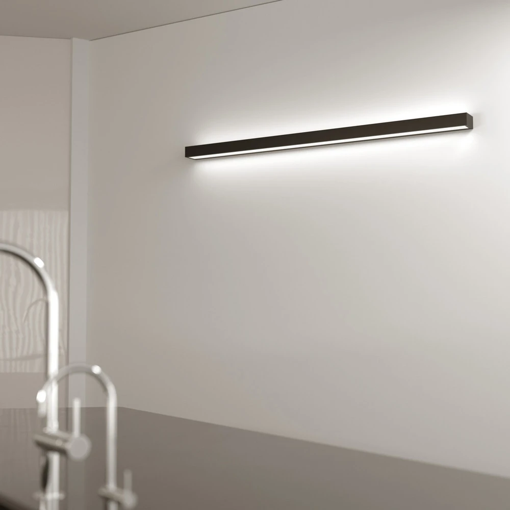 Applique murale LED Mera, largeur 120cm, noir, 4000K avec ampoule LED incluse