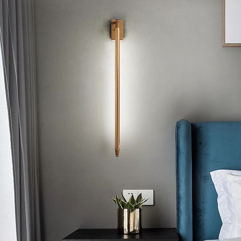 Applique murale linéaire en laiton/noir, récent et élégante, 1 lumière réglable en aluminium, éclairage pour salon