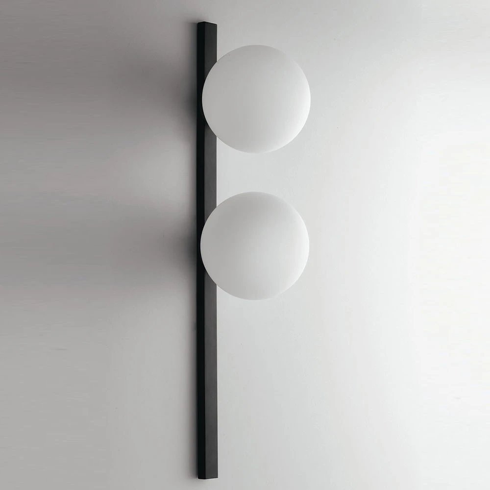 Applique murale Pluto, à 2 lampes, noir/blanc, interrupteur pour éclairage de lecture