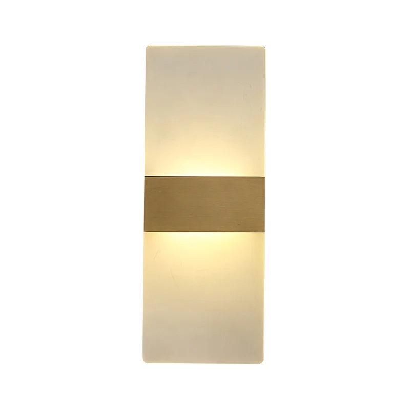 Applique murale rectangulaire encastrée, lampe de chevet minimaliste en acrylique avec bande dorée, lumière chaude/blanche...