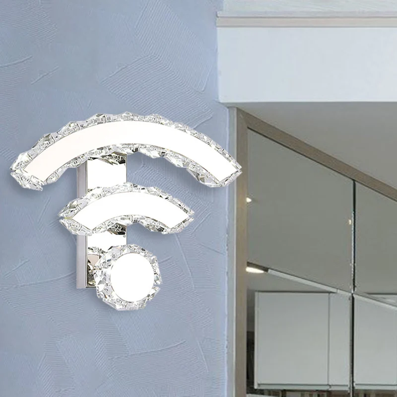 Applique murale Wi-fi modernisme K9 cristal LED noir, éclairage mural en lumière chaude/blanche