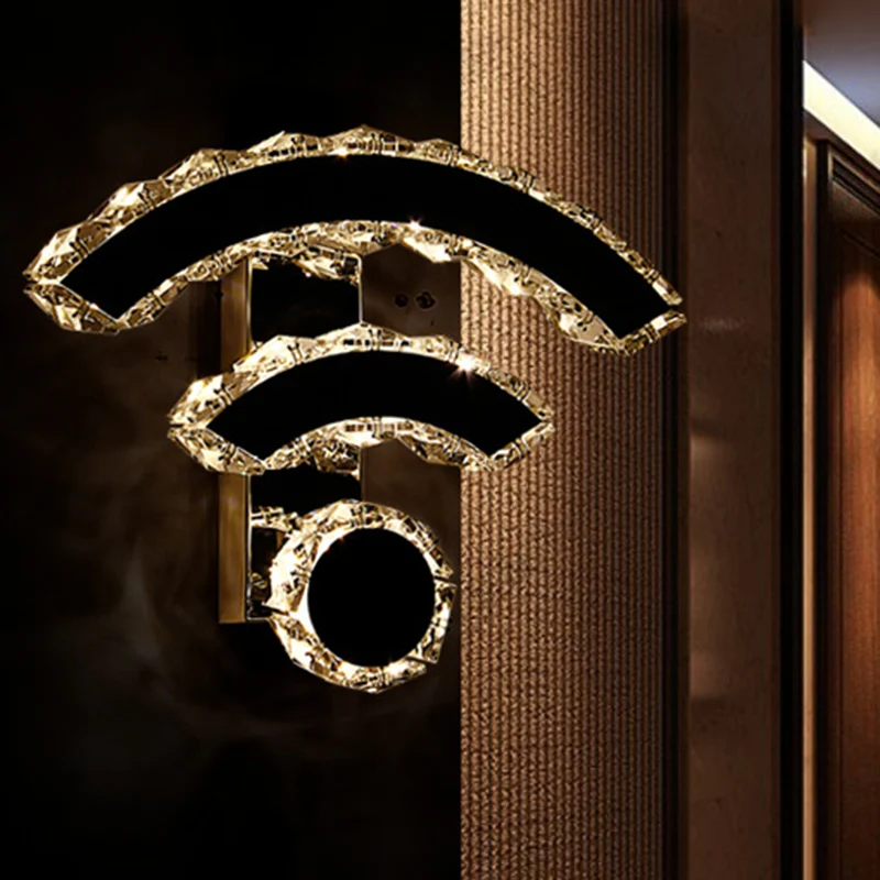 Applique murale Wi-fi modernisme K9 cristal LED noir, éclairage mural en lumière chaude/blanche