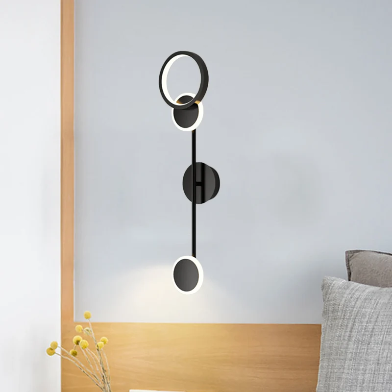 Applique orientable Applique murale LED ronde métallique allumant la lampe murale contemporaine à 2/3/4 lumières en noir
