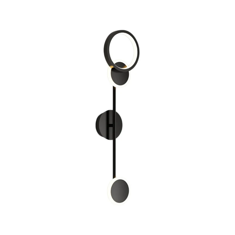 Applique orientable Applique murale LED ronde métallique allumant la lampe murale contemporaine à 2/3/4 lumières en noir