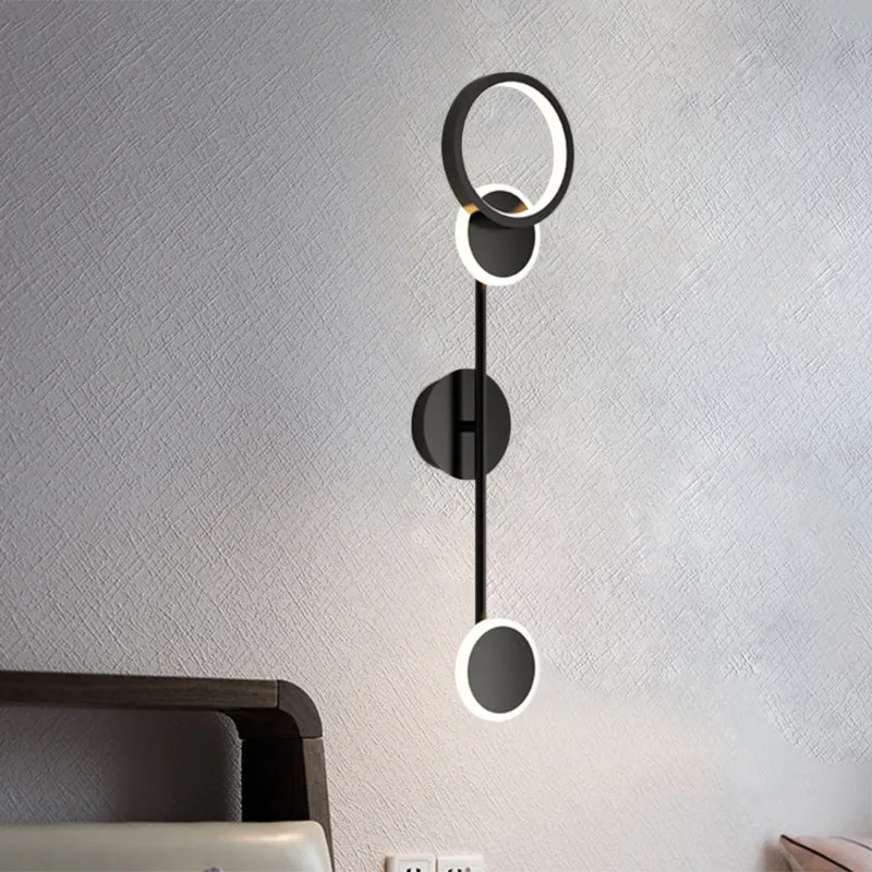 Applique orientable Applique murale LED ronde métallique allumant la lampe murale contemporaine à 2/3/4 lumières en noir