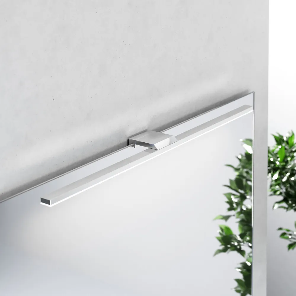 Applique pour miroir LED Triga IP44, acier chromé, 60cm, 4.000K