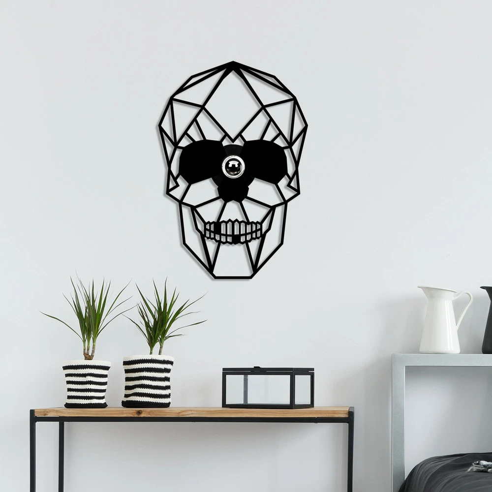 Applique de salle de bain Applique murale W-050, crâne noir, découpe laser