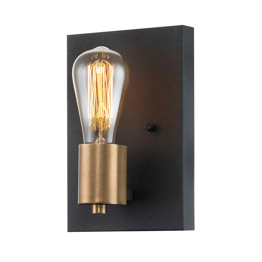 Applique Silas, noire, à une lampe, 15x22,5 cm avec interrupteur intégré