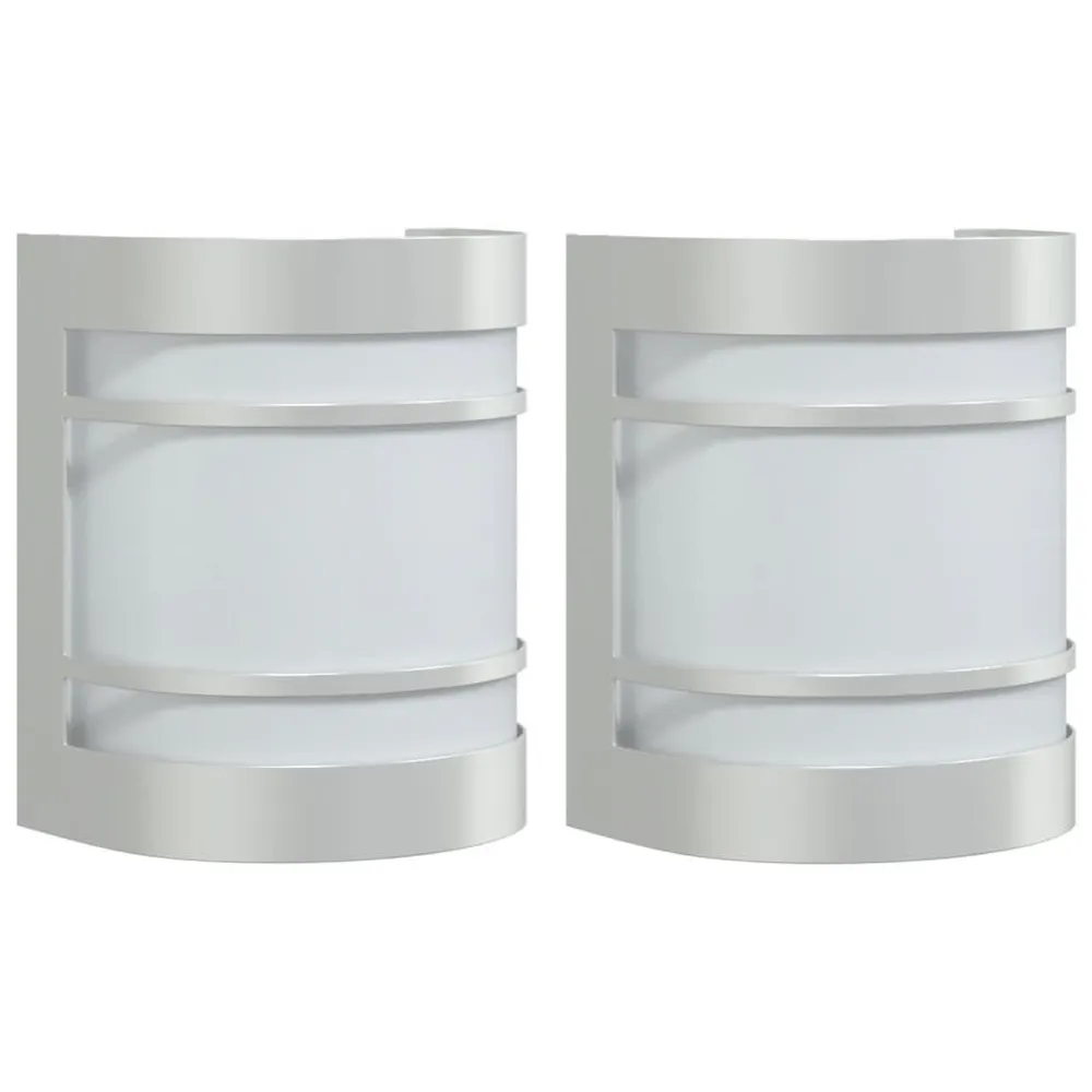 Appliques murales d'extérieur 2pcs argenté acier inoxydable avec interrupteur intégré