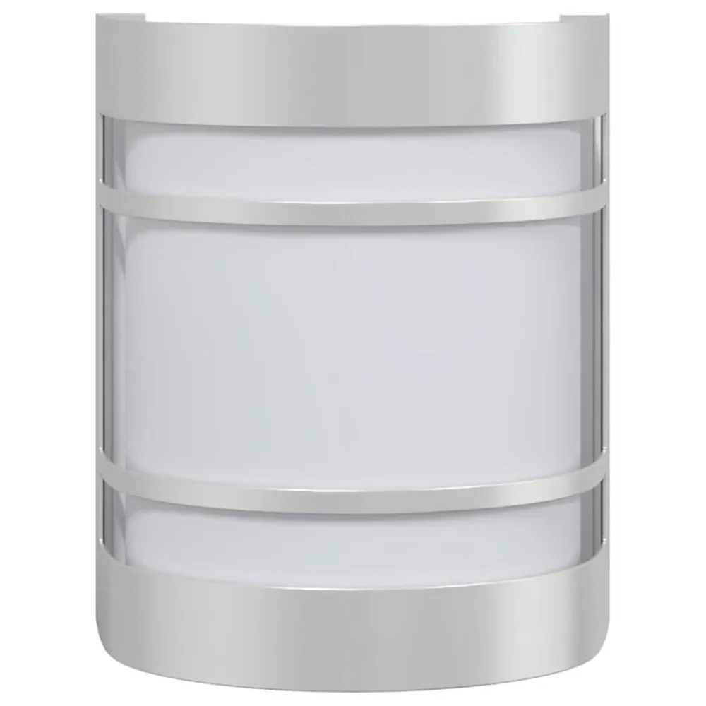 Appliques murales d'extérieur 2pcs argenté acier inoxydable avec interrupteur intégré