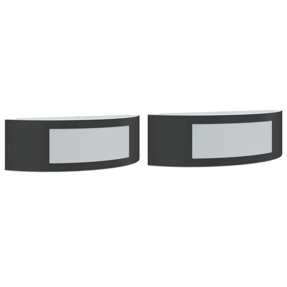 Appliques murales d'extérieur 2 pcs noir acier inoxydable pour salle de bain IP44