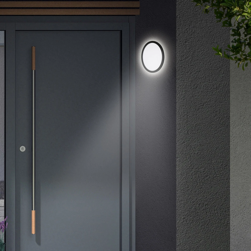 Certifié CE Applique d'extérieur LED Nizza, Ø 28cm, noir 4.000K