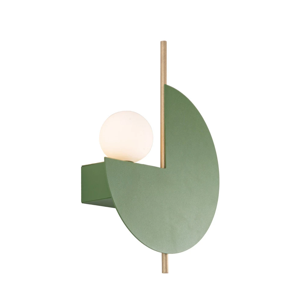 Certifié CE Applique murale 22203, vert olive, métal, verre opale, Ø 26 cm, G9