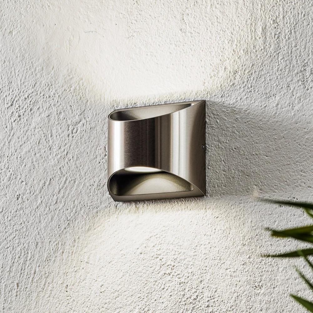 Design Contemporain Applique extérieur LED Dodd semi-ronde, acier inox