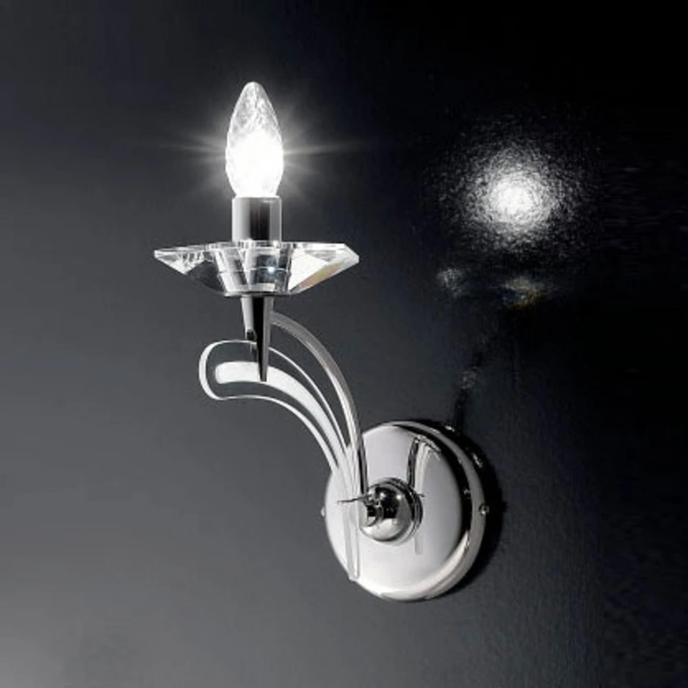 Design Contemporain Applique ICARO 1 lampe av. verre cristal, chromé