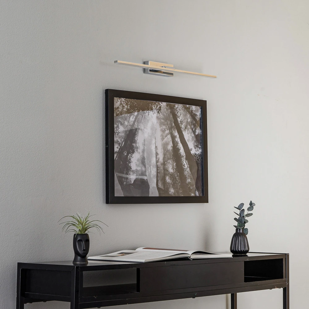 Design Contemporain Applique murale LED Miroir 60 cm acier chromé 3000K