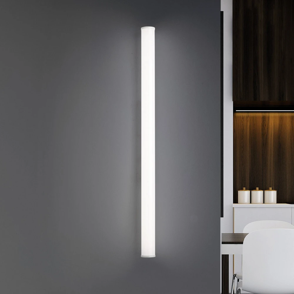 Design Contemporain Applique murale LED Pirgos, 100 cm de étendu, blanc, plastique