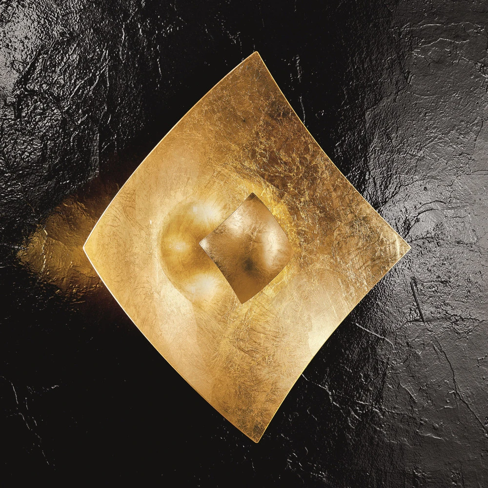 Design Contemporain Applique murale Quadrangolo avec feuille d'or, 50 x 50 cm