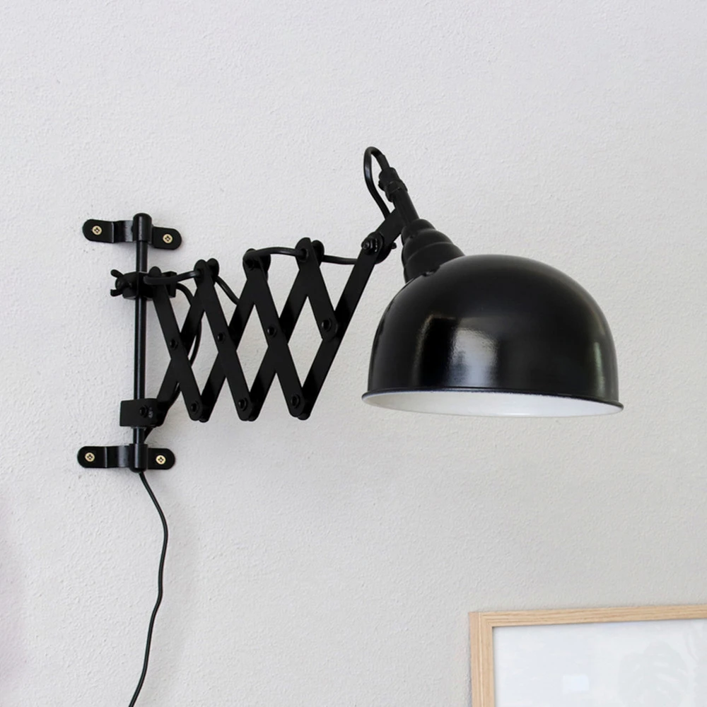 Lampe à ciseaux Yorkshire pour le mur, noir en verre opalin