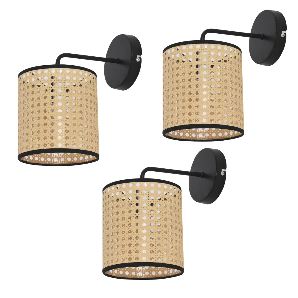 Lot de 3 appliques murales southend 25 x 17 x 16 cm noir écru lux.pro 03_0007352