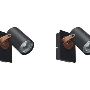 Lot de 2 lampes murales noir et cuivre KLIP pour miroir de salle de bain
