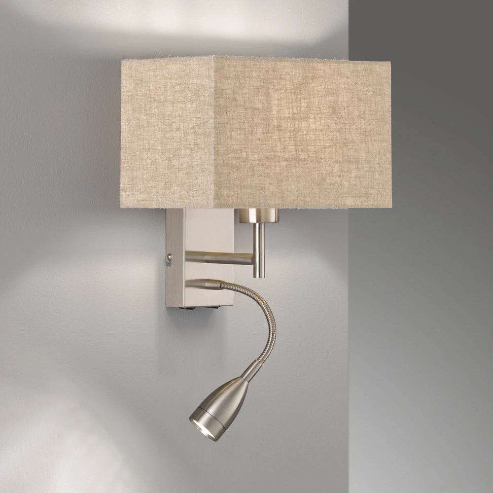 Étanche IP44 Applique Dream à liseuse, lin, sable/nickel