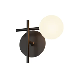 Étanche IP44 Applique murale Cellar, à 1 lampe, fer, noir, verre, blanc