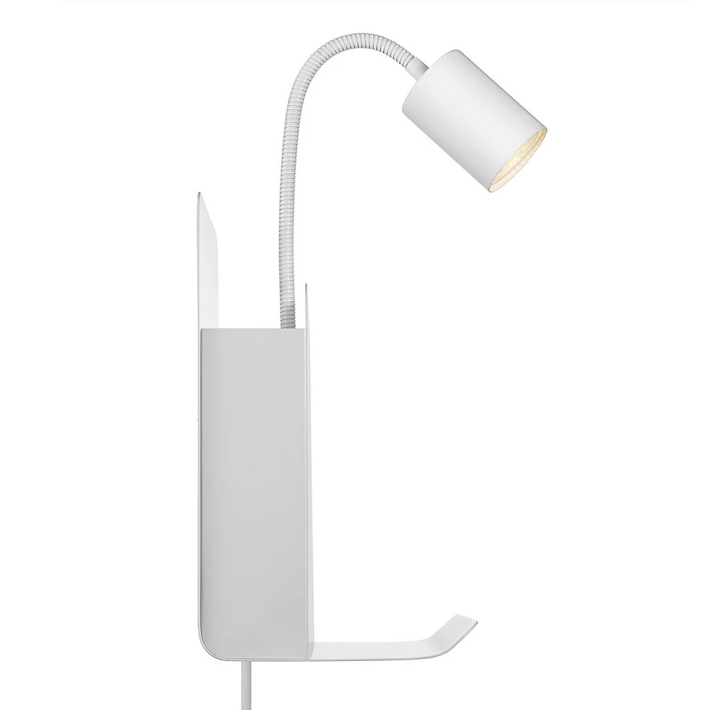 Étanche IP44 Applique Roomi avec tablette et USB, blanche