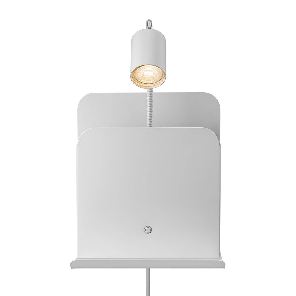 Étanche IP44 Applique Roomi avec tablette et USB, blanche