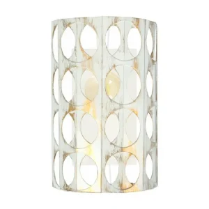 ZIN - Applique demi cylindrique métal blanc et or Dimensions : 15 x 30 cm