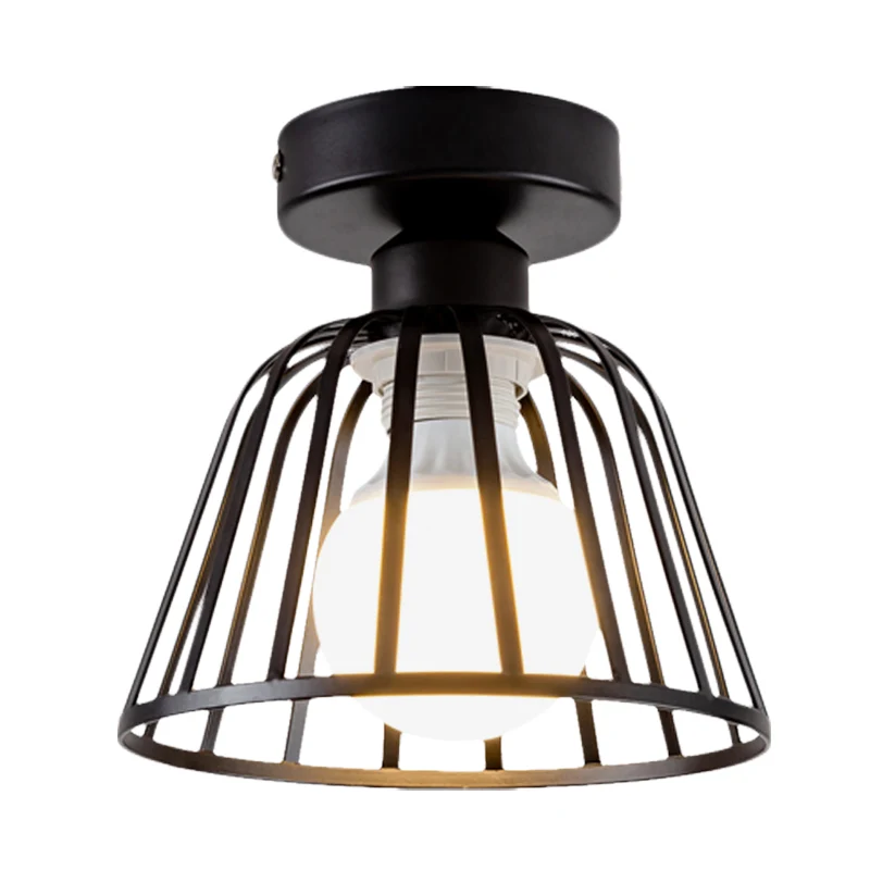 Minimalistischer Schüsselkäfig, halbbündige Beleuchtung, Eisen, 1 Glühbirne, Korridor-Deckeneinbaumontage Schwarz/Gold Com...