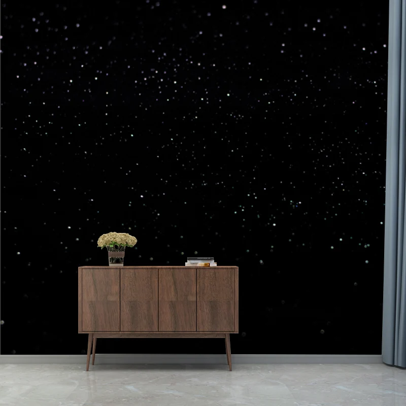 Autocollant Mural imprimé galaxie et étoiles, décoration murale noire esthétique actuel pour couloir avec notice de pose