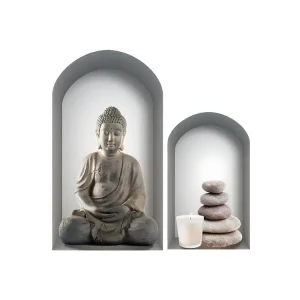 Autocollant Mural NICHE BOUDDHA avec notice de pose