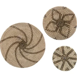 Décoratif Premium Set de 3 Décorations murales en roseau D 45 - 30 et 20 cm