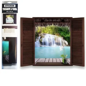 Frise décorative Autocollant Mural La cascade en Trompe lil