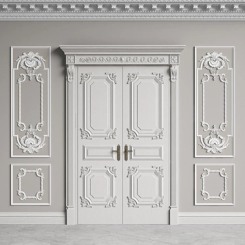 Toile de fond de photographie de porte murale blanche de chambre traditionnel SHU001