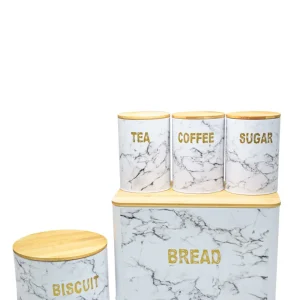Aqua 5 Piece Marble Canister - Blanc pur & Grey