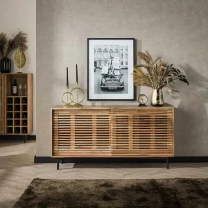 Buffet actuel en bois à portes coulissantes motif baguette MELBOURNE