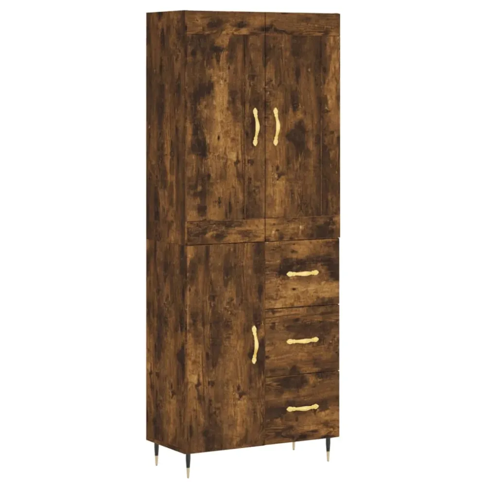 Buffet bahut commode armoire meuble de rangement organisateur cuisine salle de séjour salon haut 69,5 x 34 x 180 cm bois d...