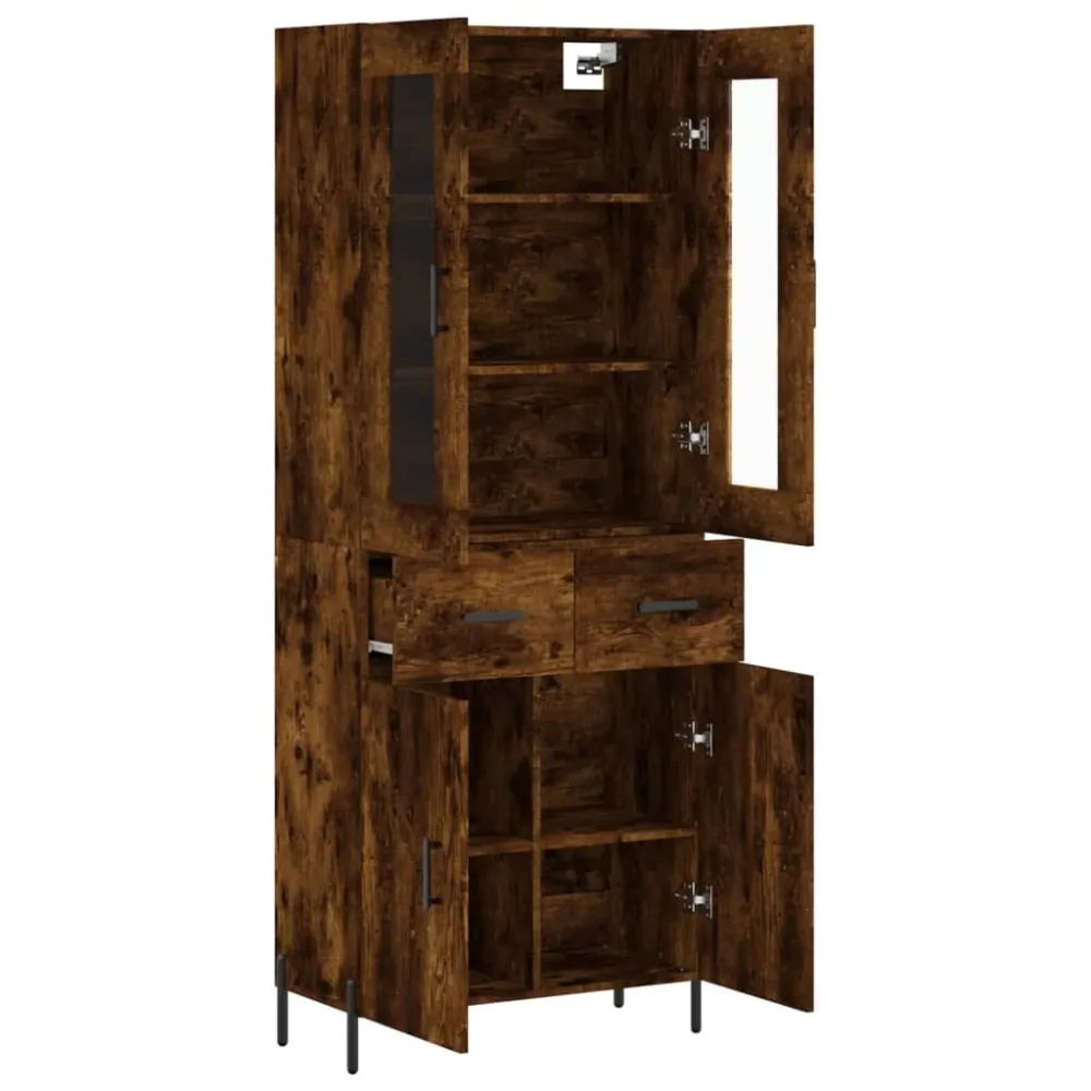 Buffet bahut commode armoire meuble de rangement organisateur cuisine salle de séjour salon haut 69,5 x 34 x 180 cm bois d...
