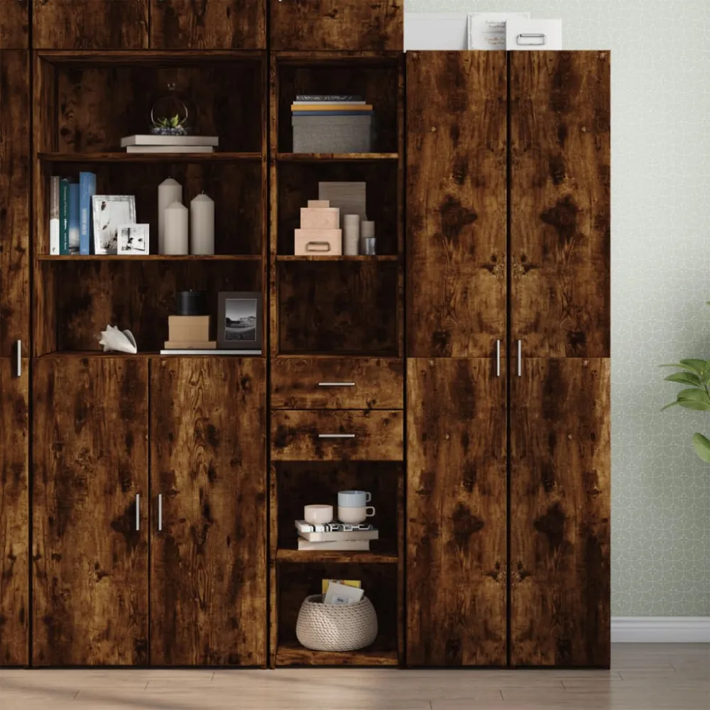 Buffet bahut commode armoire meuble de rangement organisateur cuisine salle de séjour salon haut 40 x 42,5 x 185 cm bois d...