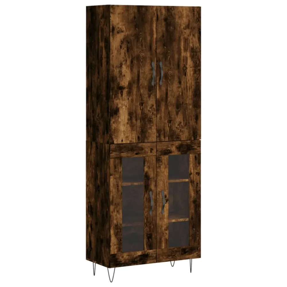 Buffet bahut commode armoire meuble de rangement organisateur cuisine salle de séjour salon haut 69,5 x 34 x 180 cm bois d...