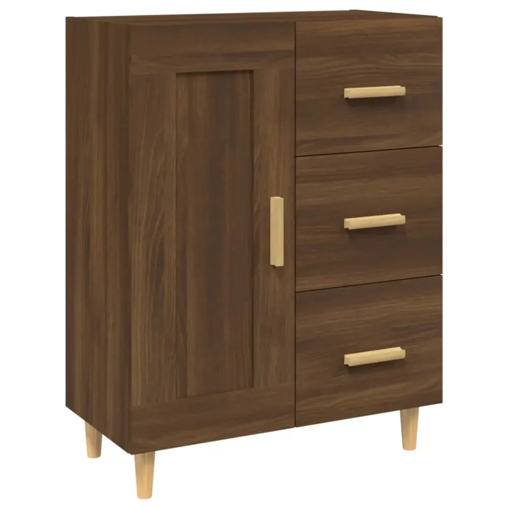 Buffet bahut commode armoire meuble de rangement organisateur cuisine salle de séjour salon 69,5 x 34 x 90 cm bois d'ingén...