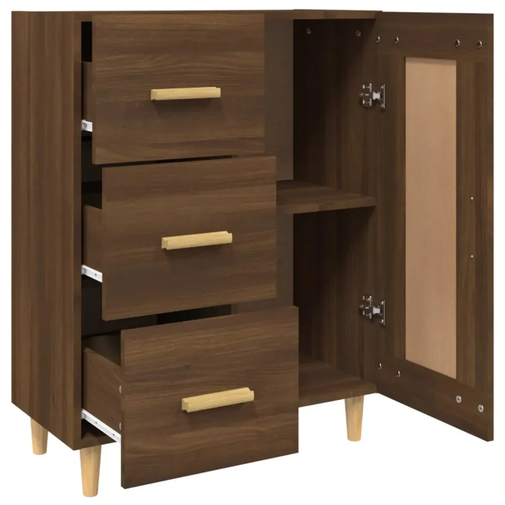 Buffet bahut commode armoire meuble de rangement organisateur cuisine salle de séjour salon 69,5 x 34 x 90 cm bois d'ingén...