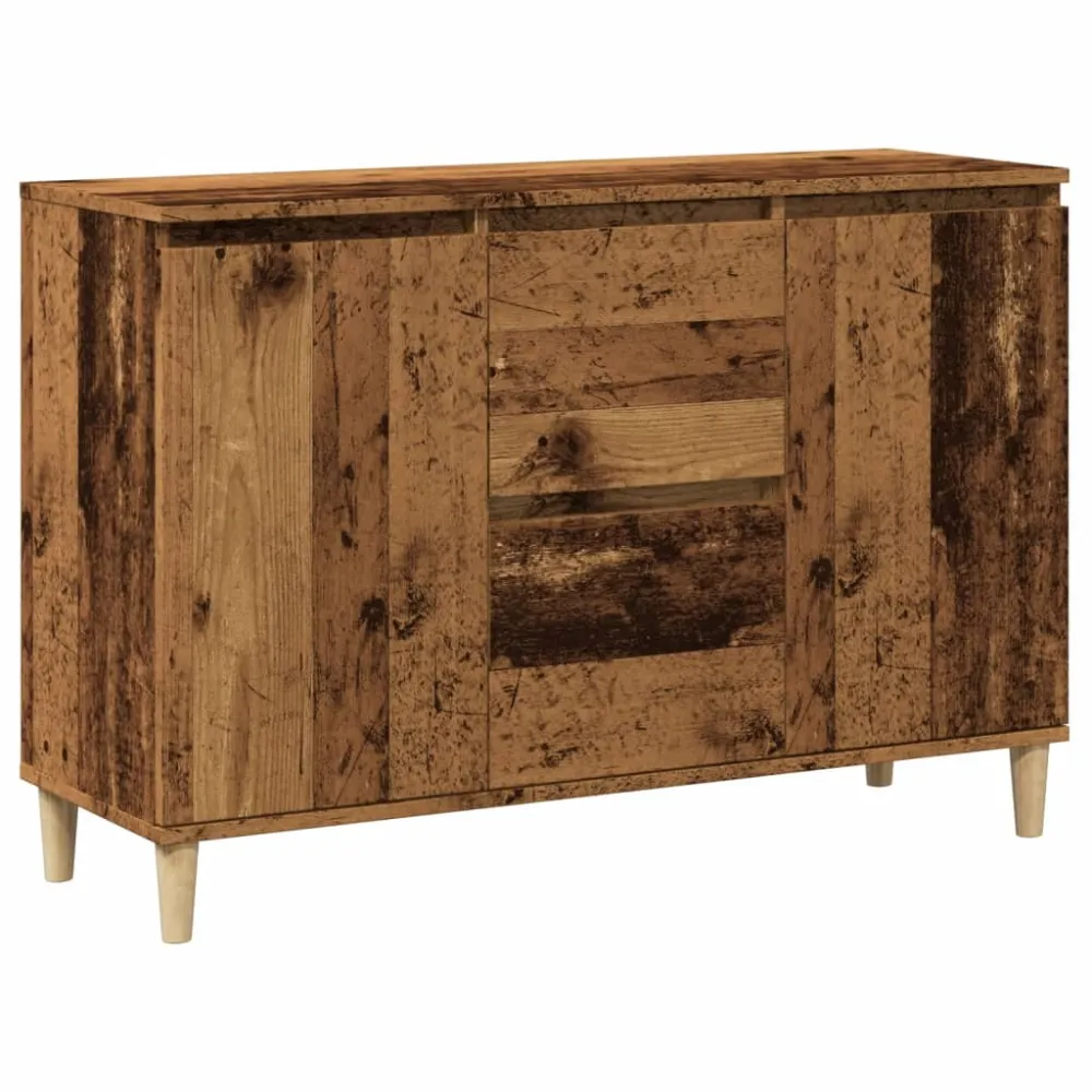 Buffet bahut commode armoire meuble de rangement organisateur cuisine salle de séjour salon vieux bois 102 x 35 x 70 cm bo...