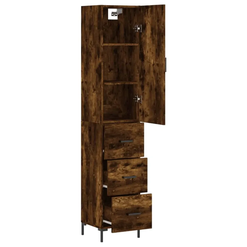 Buffet bahut commode armoire meuble de rangement organisateur cuisine salle de séjour salon haut 34,5 x 34 x 180 cm bois d...