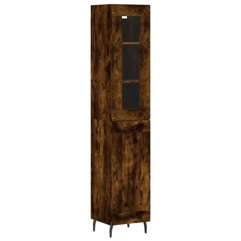 Buffet bahut commode armoire meuble de rangement organisateur cuisine salle de séjour salon haut 34,5 x 34 x 180 cm bois d...