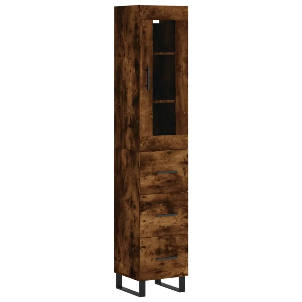 Buffet bahut commode armoire meuble de rangement organisateur cuisine salle de séjour salon haut 34,5 x 34 x 180 cm bois d...