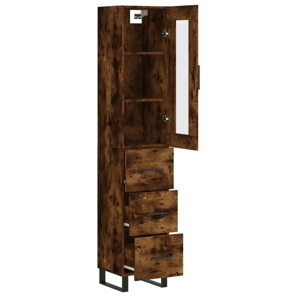 Buffet bahut commode armoire meuble de rangement organisateur cuisine salle de séjour salon haut 34,5 x 34 x 180 cm bois d...