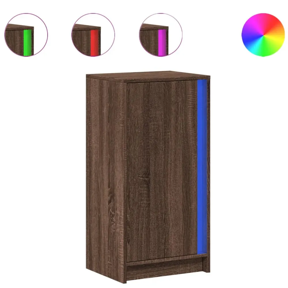 Buffet bahut commode armoire meuble de rangement organisateur cuisine salle de séjour salon avec LED 42,5 x 34 x 85 cm boi...